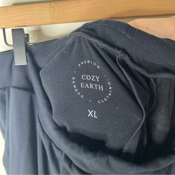 Cozy Earth Bamboo Rib Knit Black Lounge Joggers Womens XL Stretch Pull On Pocket - Picture 6 of 14